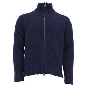 Etro Knitted Zipped Cardigan in Navy Blue Cashmere